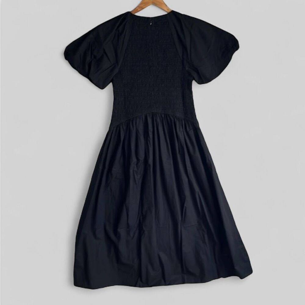 J. Crew Black Midi Dress with Puff Sleeves - Picture 6 of 9